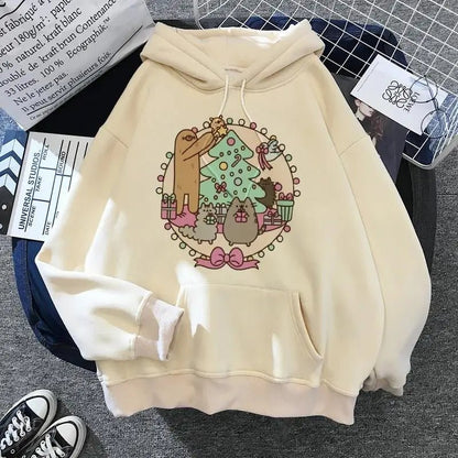 Women's cat hooded sweatshirt 2024 cartoon costume Korean Harajuku Kawai style oversized - 𝐃𝐔𝐕𝐋𝐀𝐒𝐇𝐎𝐏