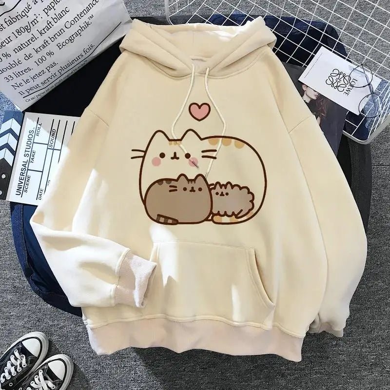 Women's cat hooded sweatshirt 2024 cartoon costume Korean Harajuku Kawai style oversized - 𝐃𝐔𝐕𝐋𝐀𝐒𝐇𝐎𝐏