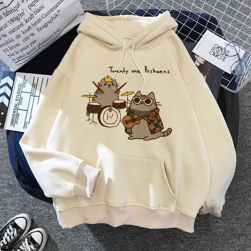 Women's cat hooded sweatshirt 2024 cartoon costume Korean Harajuku Kawai style oversized - 𝐃𝐔𝐕𝐋𝐀𝐒𝐇𝐎𝐏