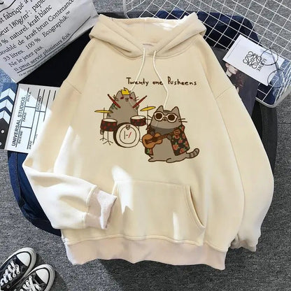 Women's cat hooded sweatshirt 2024 cartoon costume Korean Harajuku Kawai style oversized - 𝐃𝐔𝐕𝐋𝐀𝐒𝐇𝐎𝐏