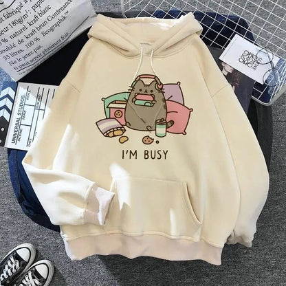 Women's cat hooded sweatshirt 2024 cartoon costume Korean Harajuku Kawai style oversized - 𝐃𝐔𝐕𝐋𝐀𝐒𝐇𝐎𝐏