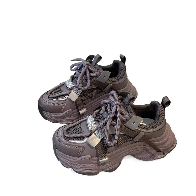 Women's Chunky Sneakers Breathable Mesh Platform Sports Shoes Woman Fashion Lace Up Thick Sole Casual Mujer 2024 - 𝐃𝐔𝐕𝐋𝐀𝐒𝐇𝐎𝐏