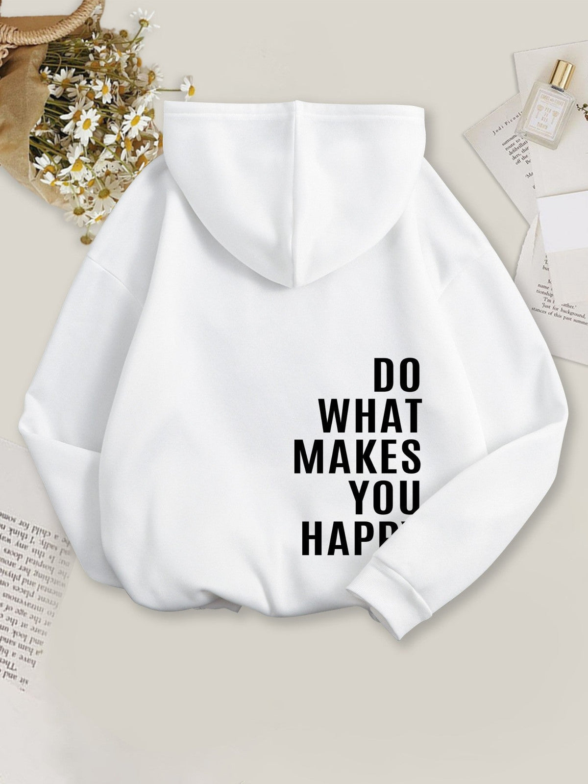 Women's Fleece - lined Hoodie with Print, Kangaroo Pocket, Drawstring, Letter Splicing, Abstract Print - 𝐝𝐮𝐯𝐥𝐚𝐬𝐡𝐨𝐩.𝐜𝐨𝐦