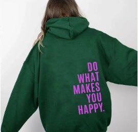 Women's Fleece - lined Hoodie with Print, Kangaroo Pocket, Drawstring, Letter Splicing, Abstract Print - 𝐝𝐮𝐯𝐥𝐚𝐬𝐡𝐨𝐩.𝐜𝐨𝐦