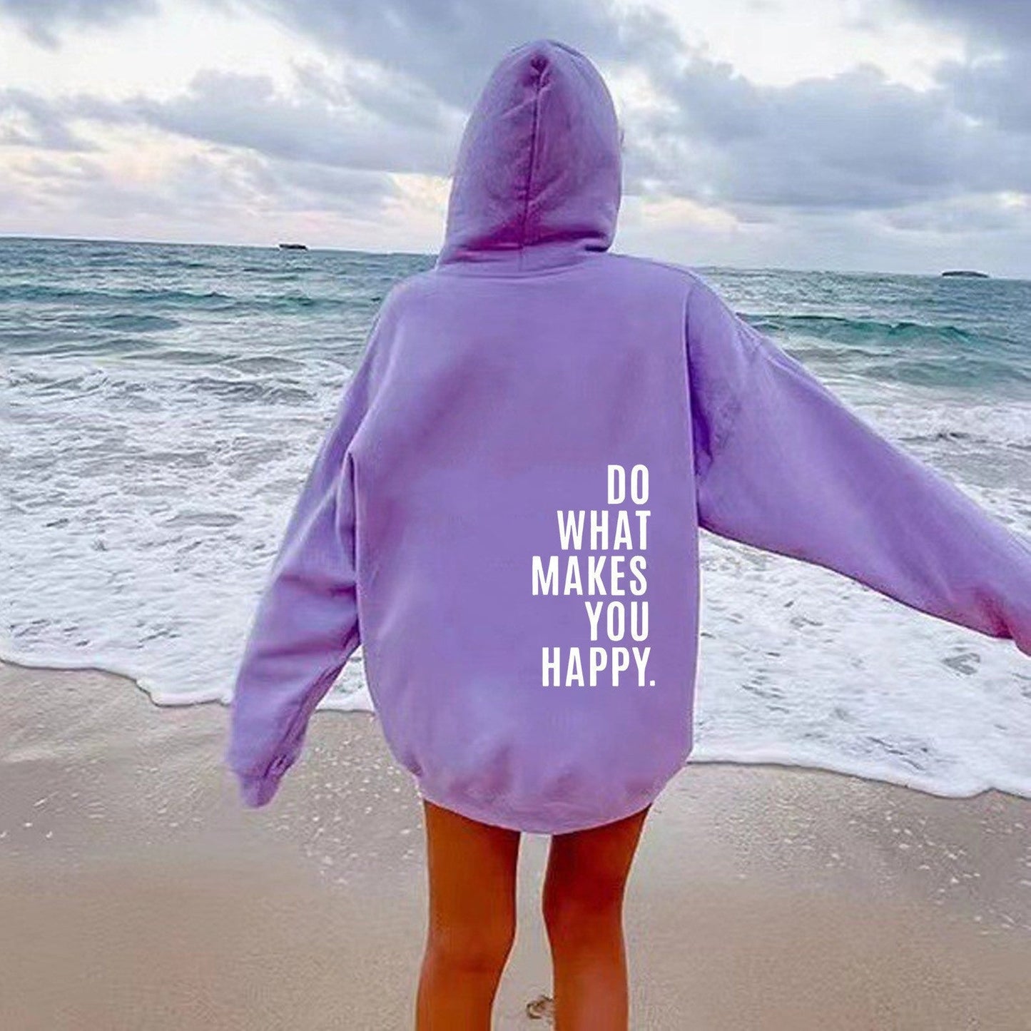 Women's Fleece - lined Hoodie with Print, Kangaroo Pocket, Drawstring, Letter Splicing, Abstract Print - 𝐝𝐮𝐯𝐥𝐚𝐬𝐡𝐨𝐩.𝐜𝐨𝐦