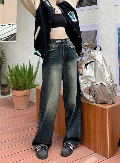 Women's Harajuku Style Loose Wide Leg Jeans Autumn Winter Street Fashion Retro Straight Loose Denim Trousers ﻿ - 𝐝𝐮𝐯𝐥𝐚𝐬𝐡𝐨𝐩.𝐜𝐨𝐦
