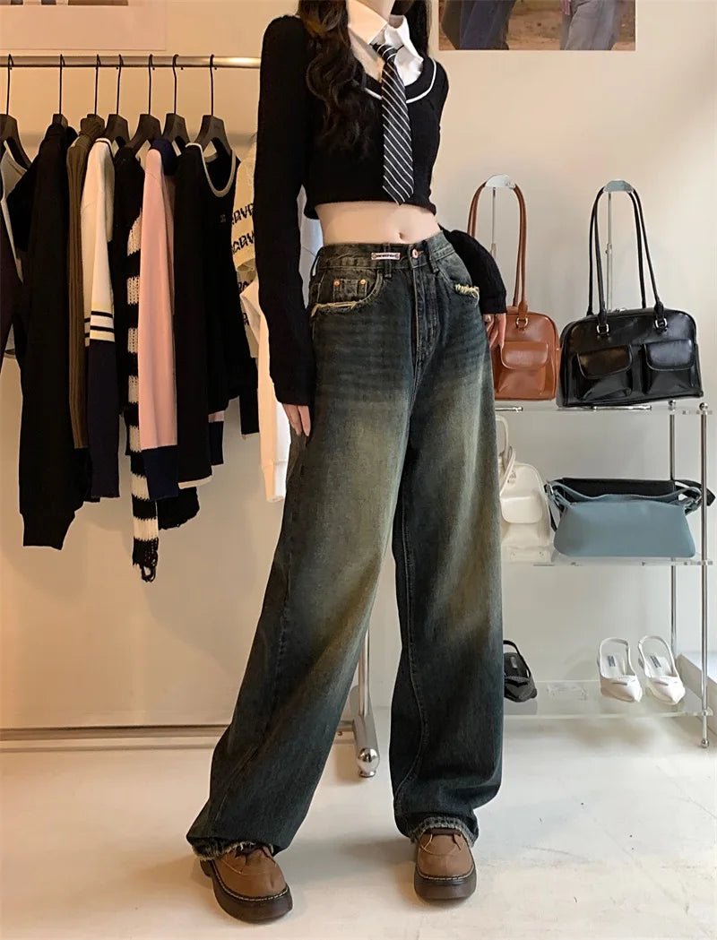 Women's Harajuku Style Loose Wide Leg Jeans Autumn Winter Street Fashion Retro Straight Loose Denim Trousers ﻿ - 𝐝𝐮𝐯𝐥𝐚𝐬𝐡𝐨𝐩.𝐜𝐨𝐦