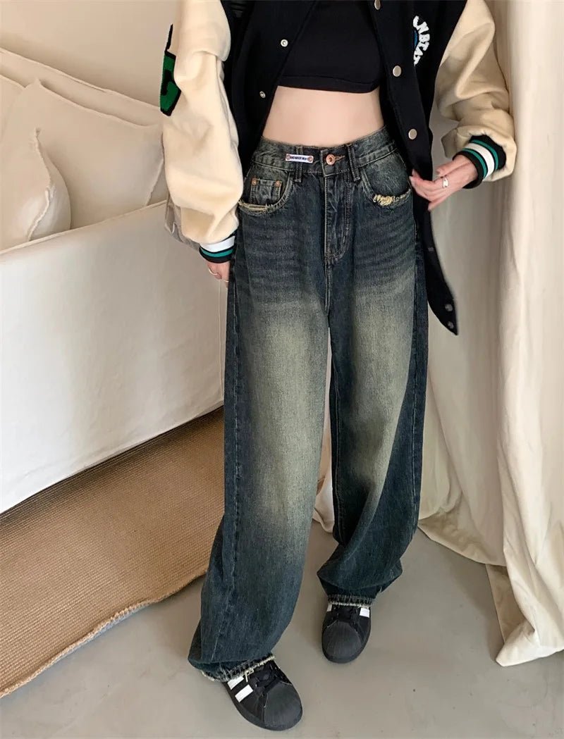 Women's Harajuku Style Loose Wide Leg Jeans Autumn Winter Street Fashion Retro Straight Loose Denim Trousers ﻿ - 𝐝𝐮𝐯𝐥𝐚𝐬𝐡𝐨𝐩.𝐜𝐨𝐦