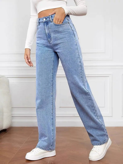 Women's Hot Sale High Waist Stretch Washed Denim Fashionable Straight Jeans Women's Pants women jeans black pants woman clothing - 𝐝𝐮𝐯𝐥𝐚𝐬𝐡𝐨𝐩.𝐜𝐨𝐦