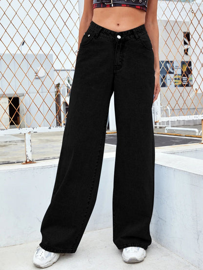 Women's Hot Sale High Waist Stretch Washed Denim Fashionable Straight Jeans Women's Pants women jeans black pants woman clothing - 𝐝𝐮𝐯𝐥𝐚𝐬𝐡𝐨𝐩.𝐜𝐨𝐦