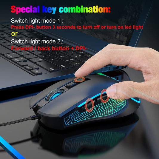 X100 wired gaming mouse with colorful glowing e - sports office mouse adjustable 3600dpi - 𝐃𝐔𝐕𝐋𝐀𝐒𝐇𝐎𝐏