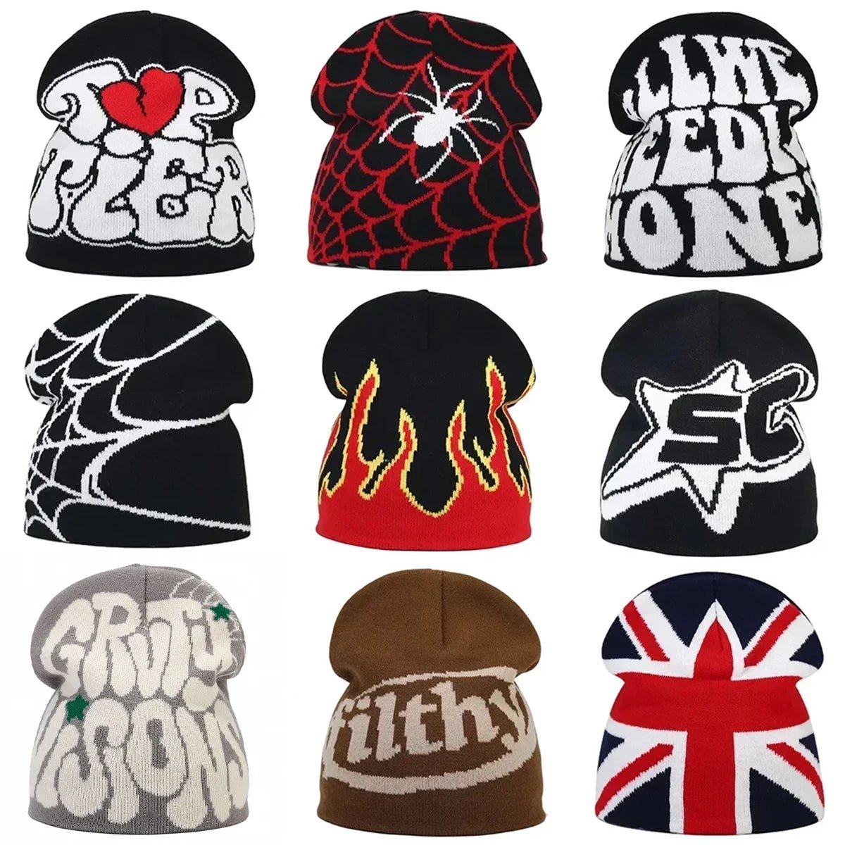 Y2K Letter Knitted Winter Autumn Beanie Cap Men Women Kanye Beanies Gorras Hombre Top Warm Skiing Hat Ear Hats Hip Hop Skullcap - 𝐃𝐔𝐕𝐋𝐀𝐒𝐇𝐎𝐏